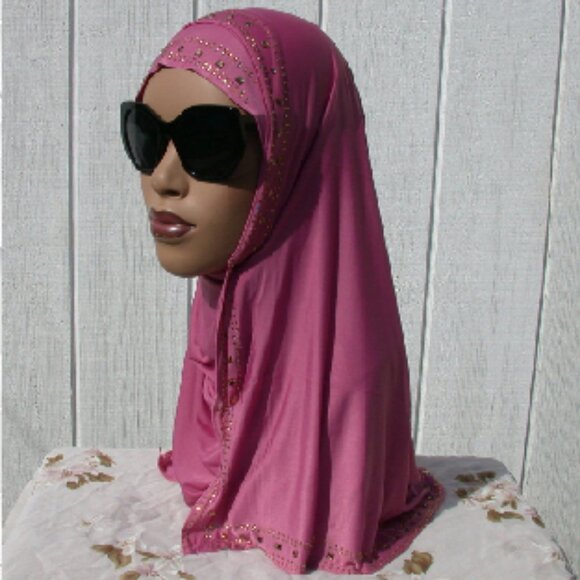 1 pc Instant Slip On Mona Style Hijab Pink Rose - Picture 2 of 3